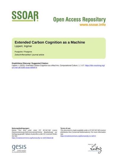 Extended Carbon Cognition as a Machine