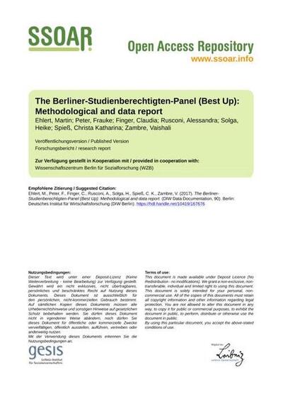 The Berliner-Studienberechtigten-Panel (Best Up): Methodological and data report