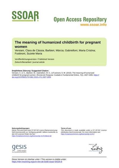 The meaning of humanized childbirth for pregnant womenSignificado de parto humanizado para gestantesSignificado del parto humanizado para las mujeres embarazadas