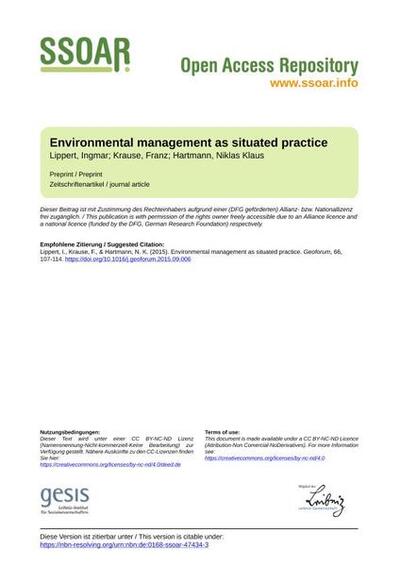 Environmental management as situated practiceUmweltmanagement als situierte Praxis