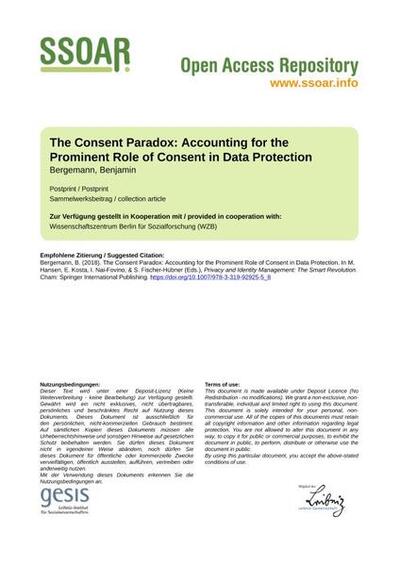 The Consent Paradox: Accounting for the Prominent Role of Consent in Data Protection