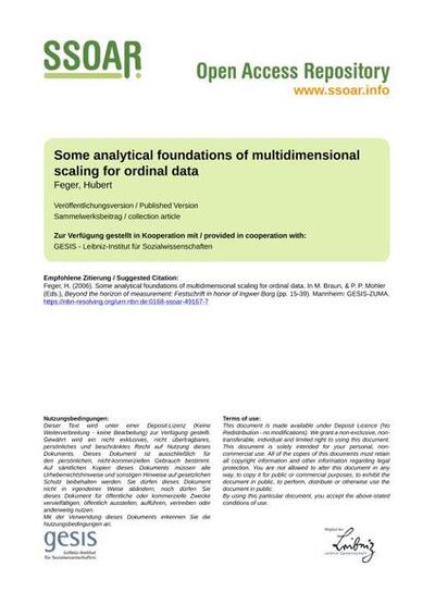 Some analytical foundations of multidimensional scaling for ordinal dataEinige analytische Grundlagen der multidimensionalen Skalierung von Ordinaldaten