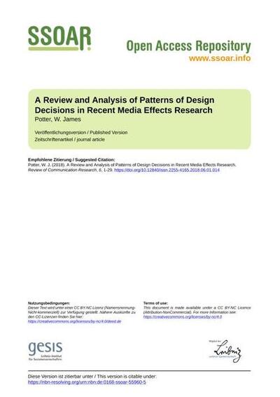 A Review and Analysis of Patterns of Design Decisions in Recent Media Effects Research