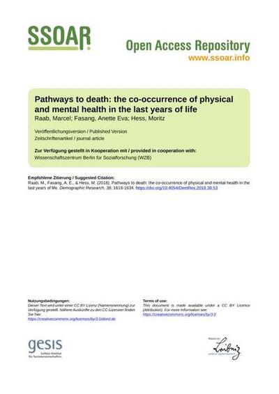 Pathways to death: the co-occurrence of physical and mental health in the last years of life
