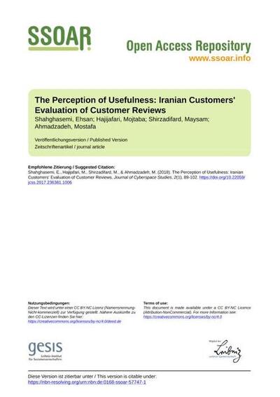 The Perception of Usefulness: Iranian Customers' Evaluation of Customer Reviews
