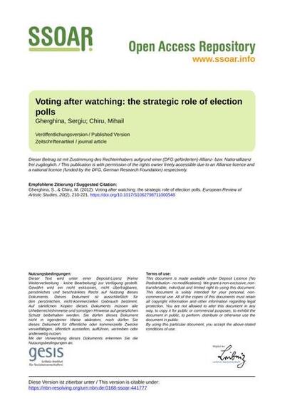 Voting after watching: the strategic role of election polls