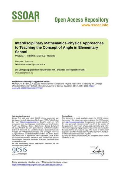 Interdisciplinary Mathematics-Physics Approaches to Teaching the Concept of Angle in Elementary School