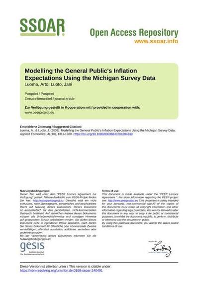 Modelling the General Public's Inflation Expectations Using the Michigan Survey Data