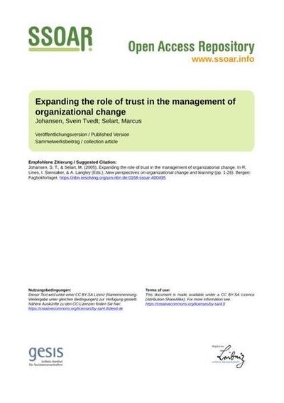 Expanding the role of trust in the management of organizational change