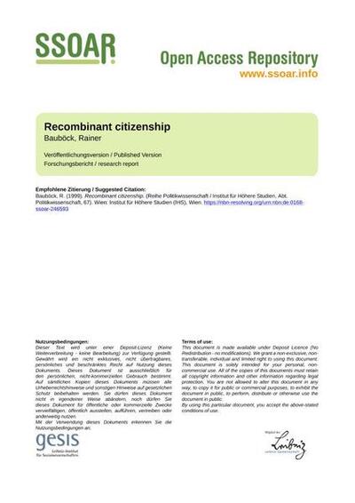 Recombinant citizenshipHarte und weiche Konzeptionen von Staatsbürgerschaft