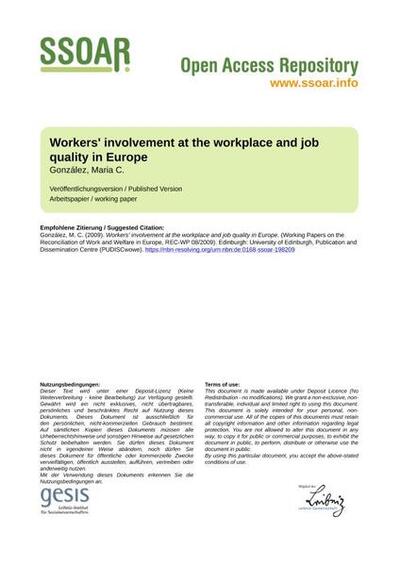 Workers' involvement at the workplace and job quality in Europe