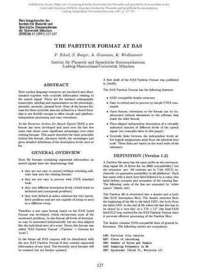 The Partitur Format at BAS