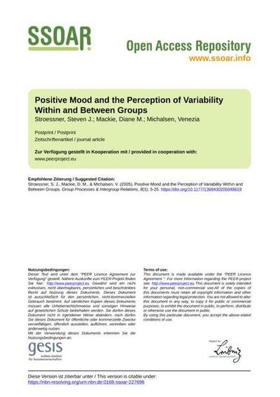 Positive Mood and the Perception of Variability Within and Between Groups