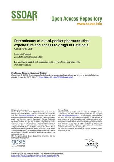 Determinants of out-of-pocket pharmaceutical expenditure and access to drugs in Catalonia