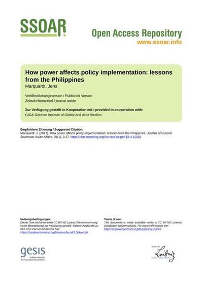How power affects policy implementation: lessons from the Philippines