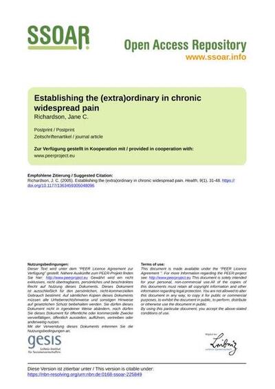 Establishing the (extra)ordinary in chronic widespread pain