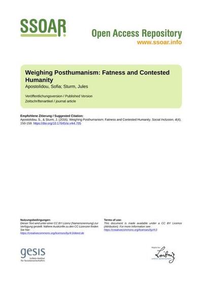 Weighing Posthumanism: Fatness and Contested Humanity