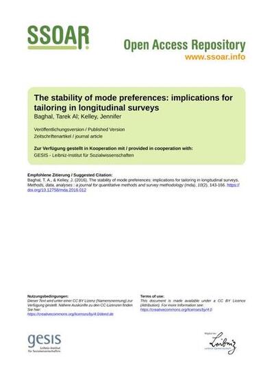 The stability of mode preferences: implications for tailoring in longitudinal surveys