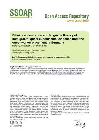 Ethnic concentration and language fluency of immigrants: quasi-experimental evidence from the guest-worker placement in Germany