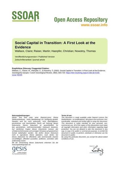 Social Capital in Transition: A First Look at the Evidence