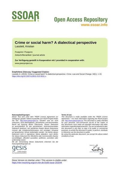 Crime or social harm? A dialectical perspective
