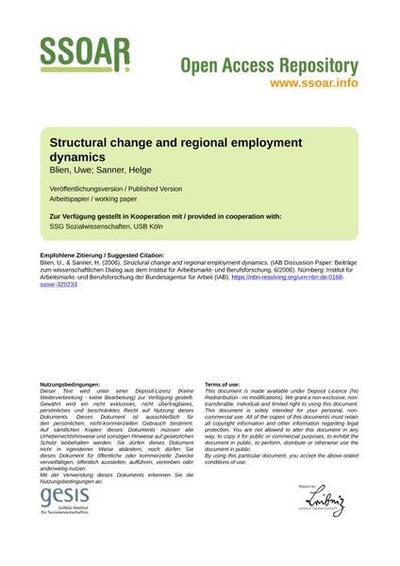 Structural change and regional employment dynamicsStrukturwandel und regionale Beschäftigungsdynamik