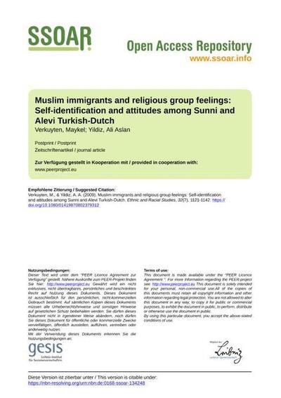 Muslim immigrants and religious group feelings: Self-identification and attitudes among Sunni and Alevi Turkish-Dutch