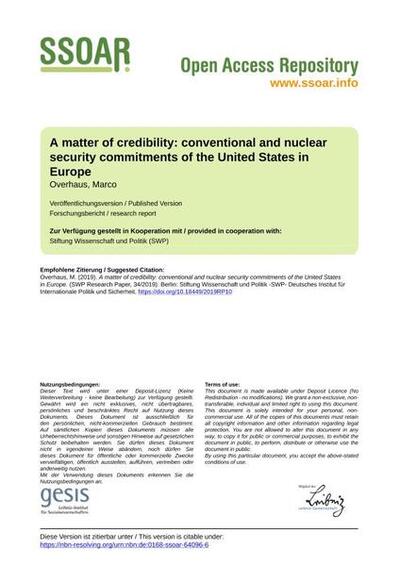 A matter of credibility: conventional and nuclear security commitments of the United States in Europe