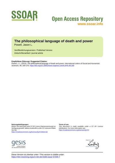 The philosophical language of death and power