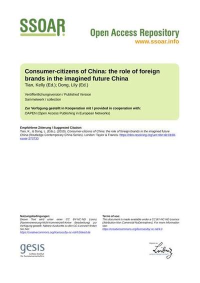 Consumer-citizens of China: the role of foreign brands in the imagined future China