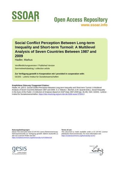 Social Conflict Perception Between Long-term Inequality and Short-term Turmoil: A Multilevel Analysis of Seven Countries Between 1987 and 2009