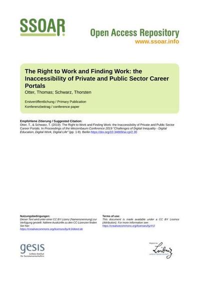 The Right to Work and Finding Work: the Inaccessibility of Private and Public Sector Career Portals