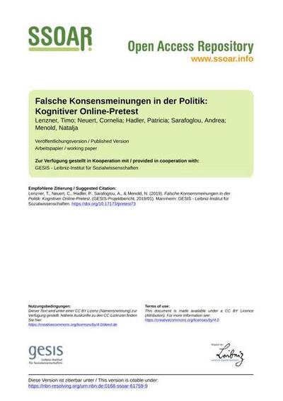 Falsche Konsensmeinungen in der Politik: Kognitiver Online-Pretest