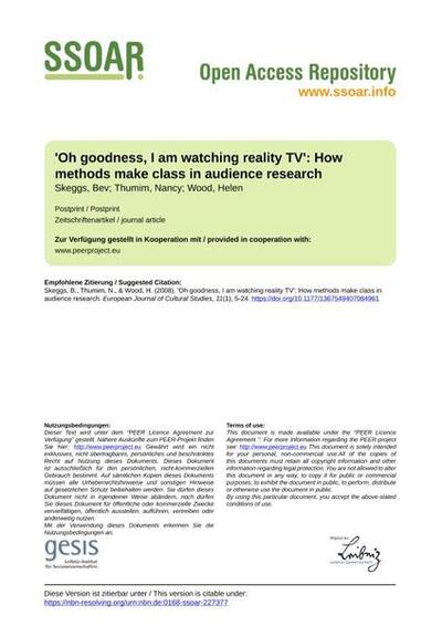'Oh goodness, I am watching reality TV': How methods make class in audience research