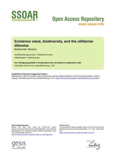 Existence value, biodiversity, and the utilitarian dilemma