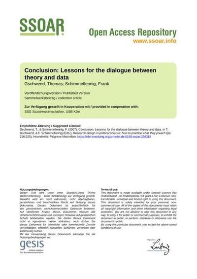 Conclusion: Lessons for the dialogue between theory and dataLehren für den Dialog zwischen Theorie und Daten