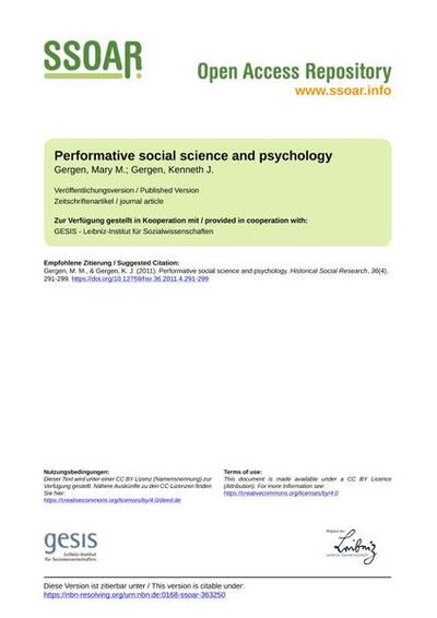Performative social science and psychologyPerformative Sozialwissenschaft und Psychologie