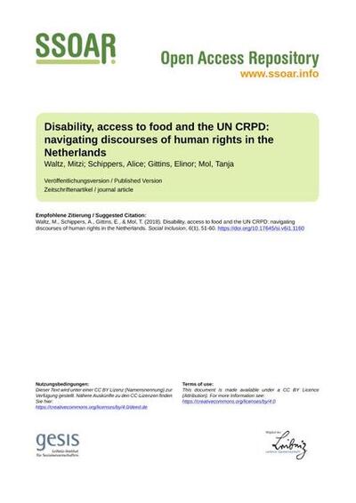 Disability, access to food and the UN CRPD: navigating discourses of human rights in the Netherlands