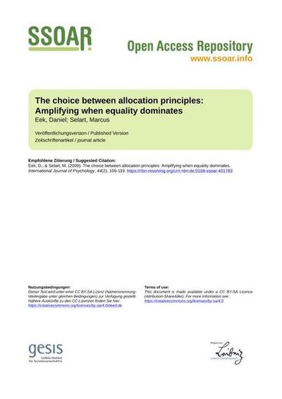 The choice between allocation principles: Amplifying when equality dominates