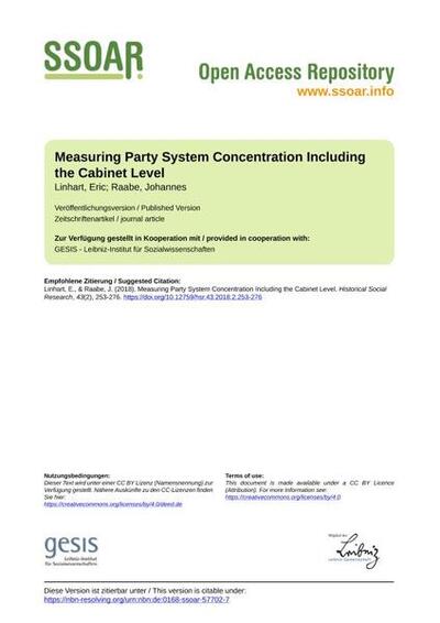 Measuring Party System Concentration Including the Cabinet LevelDie Messung der Konzentration von Parteiensystemen unter Berücksichtigung möglicher Regierungsbildungen