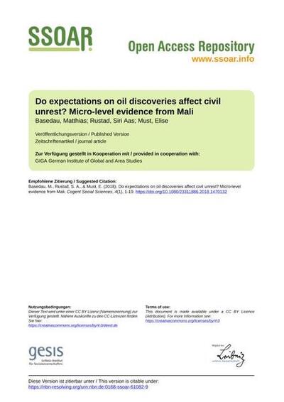 Do expectations on oil discoveries affect civil unrest? Micro-level evidence from Mali
