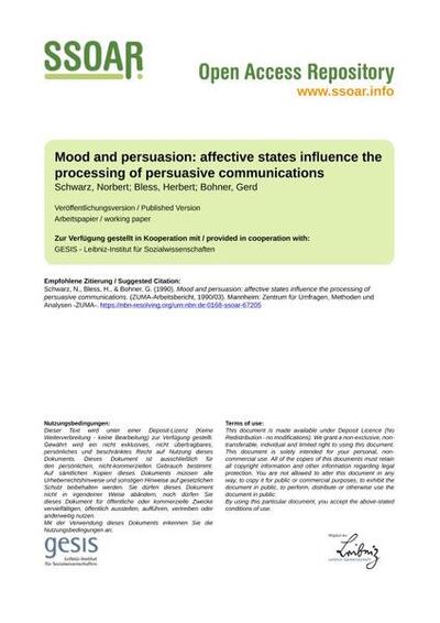 Mood and persuasion: affective states influence the processing of persuasive communications