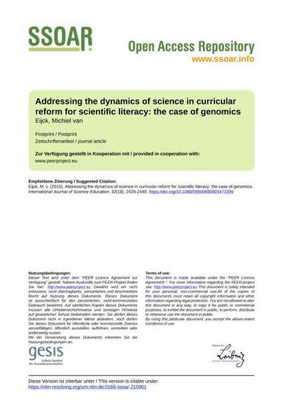Addressing the dynamics of science in curricular reform for scientific literacy: the case of genomics
