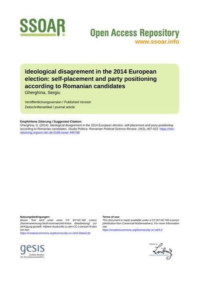 Ideological disagrement in the 2014 European election: self-placement and party positioning according to Romanian candidates