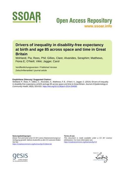 Drivers of inequality in disability-free expectancy at birth and age 85 across space and time in Great Britain