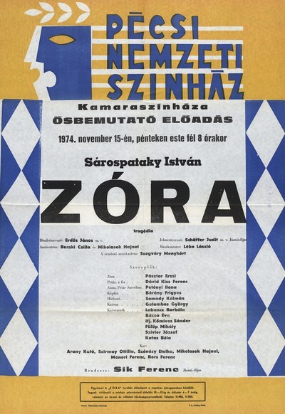 Zóra bemutató plakátSárospataky István tragédiája
