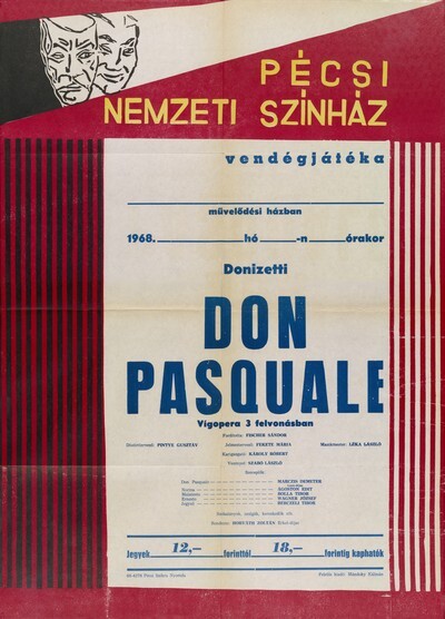 Don Pasquale vendégjáték plakátGaetano Donizetti vígoperája