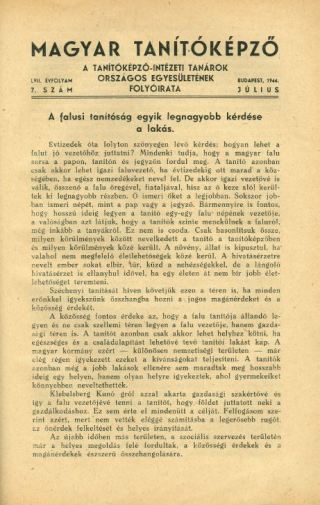 Magyar Tanítóképző1944. 57. évfolyam, 7. szám