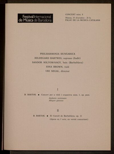 Concert núm. 8. Philaharmonia Hungarica. Uri Segal, director