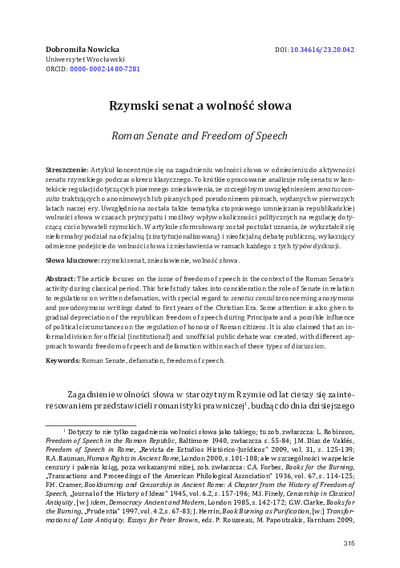Rzymski senat a wolność słowa